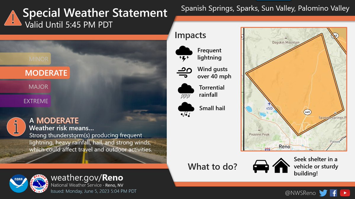 NWS Reno on Twitter "***SPECIAL WEATHER STATEMENT*** At 454 PM PDT, Doppler radar tracked a
