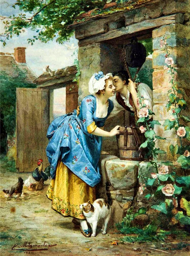 Metzmacher, Émile Pierre - 'The Encounter at the Well'. 1881