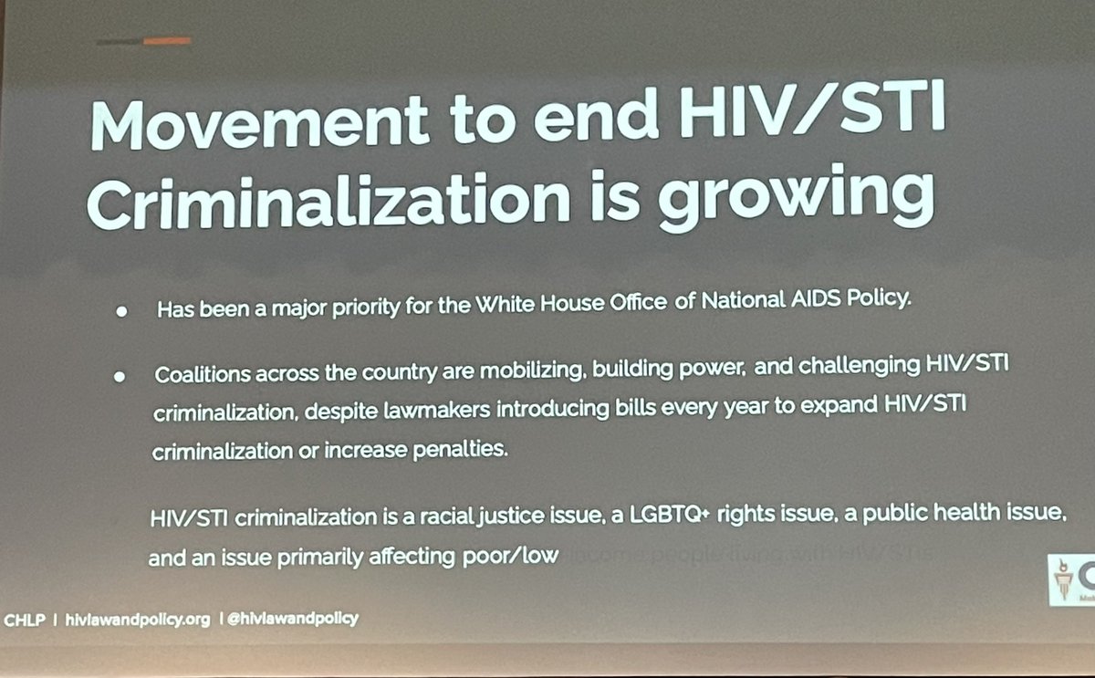 HIV criminalization is a racial justice and human rights issue that disproportionately impacts communities of color & LGBTQ people. 

It does nothing to prevent #HIV transmission, is unjust & unscientific. 

#HIVisNOTaCrime
#HINAC5