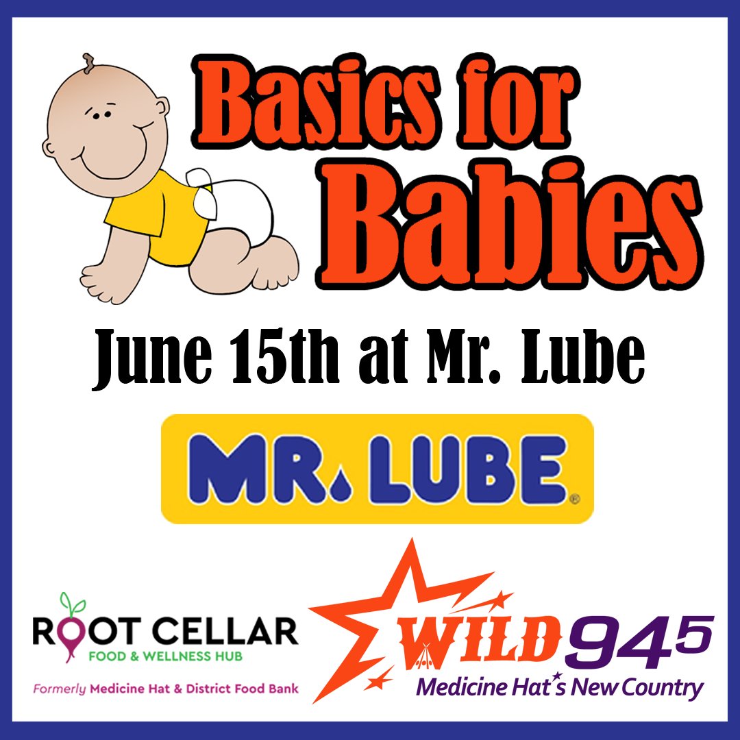 Back for another year! Supporting <a href="/MHFoodBank/">MedHatRootCellar</a> &amp; in partnership with <a href="/wild945country/">WILD 94.5</a> we'll be collecting diapers &amp; cash all day on Jun 15. We'll also be donating $10/service. The Food Bank distributes over 50K diapers/year along with other needed baby items. Hope to see you there!