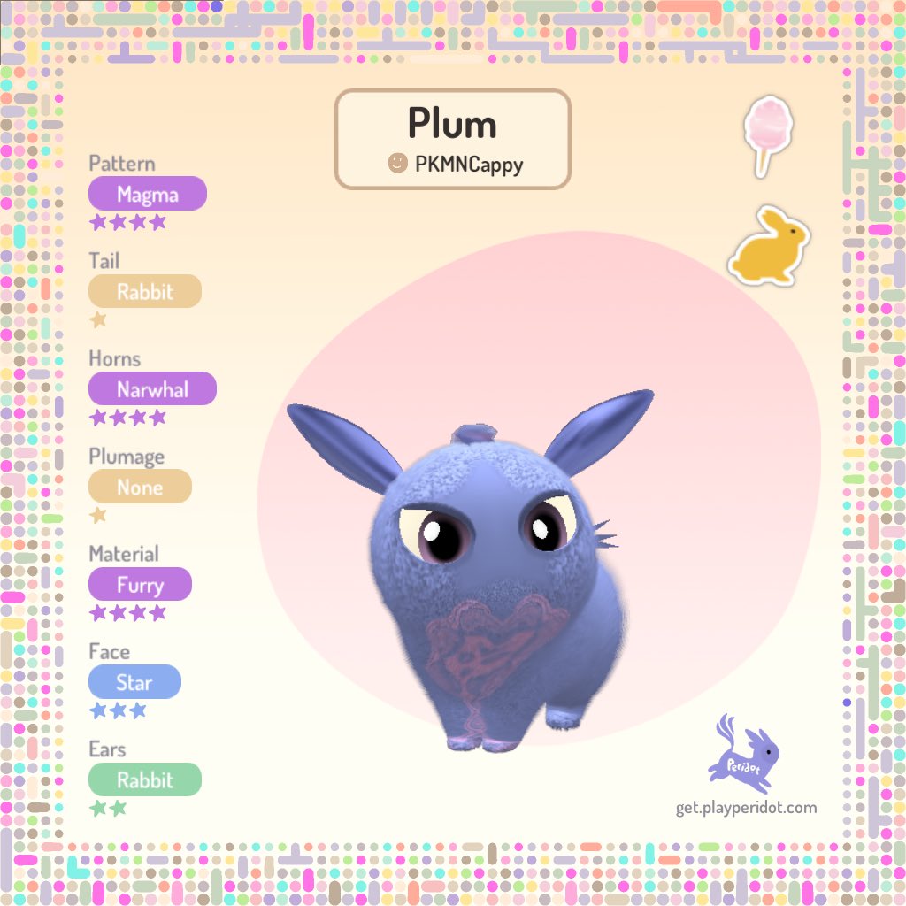 DotDotDotPeri's tweet photo. I’ll have to breed the bee wings back into the line at some point, but I was just excited to get the dual archetype. Meet the newest member of #MyFirstDot Bumble’s lineage: Plum!
#Peridot #PeridotAR #PeridotGame #PlayPeridot @playperidot https://t.co/LF8rsDYGw7