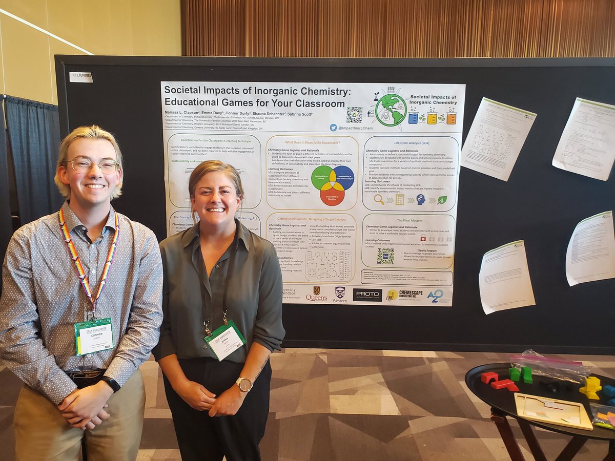 Our outstanding symposium organizers are ready to share some activities in inorganic chemistry on sustainability and our social impacts at tonight's chemed poster session . <a href="/ConnorDurfy/">Connor Durfy</a> <a href="/edavy87/">Dr. Emma Davy</a>
