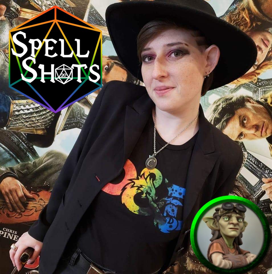 Please join us in welcoming our first guest @RealMazzface ! Mazz is a non binary Jewish creator from New York 

Mazz also runs @opencircuitstudios and designed the layouts and logo for Spell Shots! Joining us tomorrow at 6pm pst on @new_age_geeks as the goblin alchemist Turk!