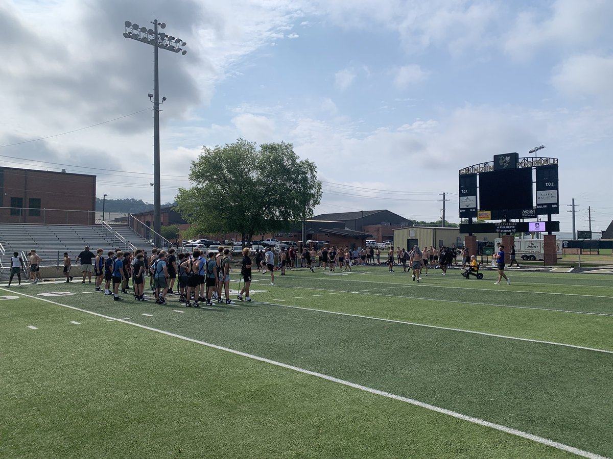 CHSJacketsFB's tweet photo. We had 225 players and future yellow jackets on campus today. It was a great day. Ready for day 2 tomorrow. @KrisDurham16 was in town and gave us some words of wisdom as well. #WAC https://t.co/h1X1JPA7Ry