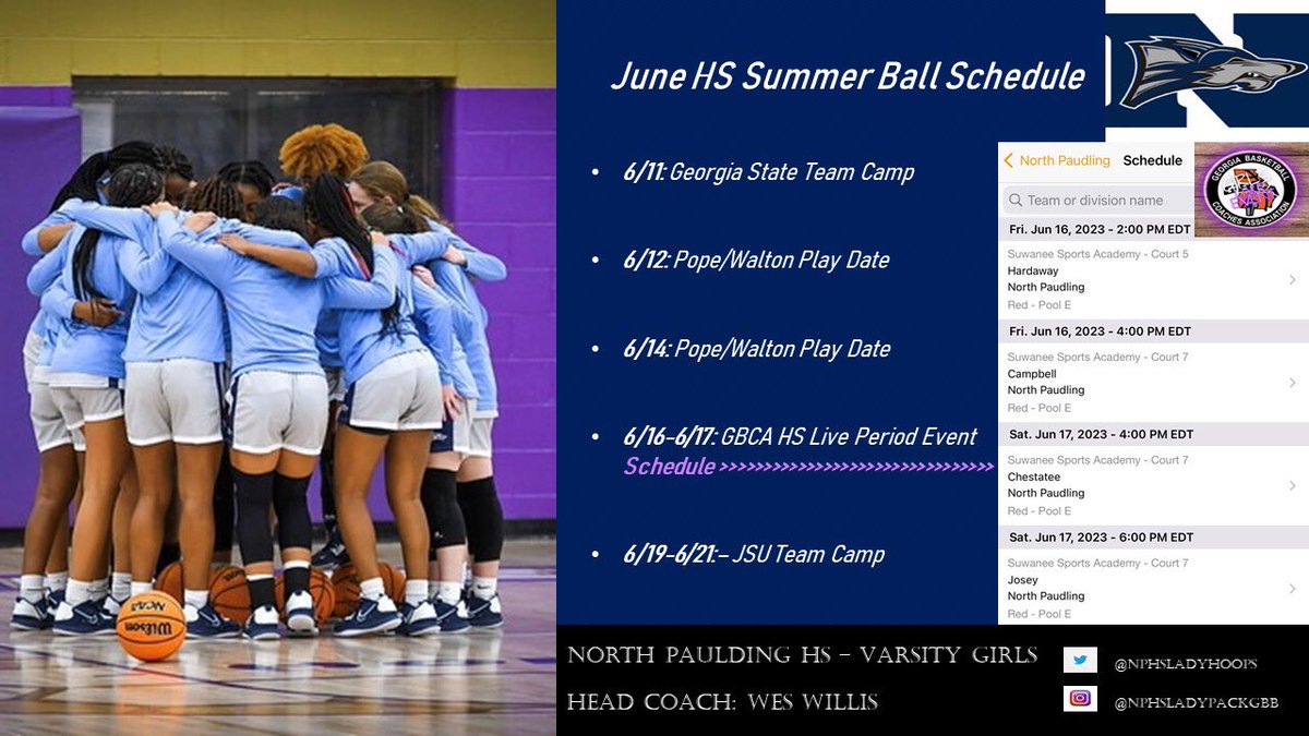HS SummerSchedule #ladywolfpack🐺