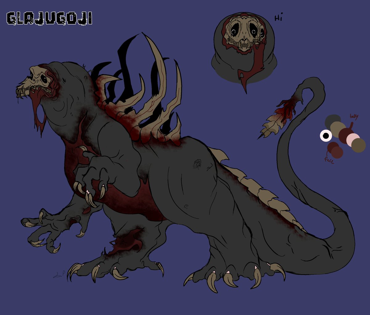 Spreadthewordsp's tweet image. Taa-daa! I am finally finished! 
High inspiration from the movie annihilation; The bear :) and shin goji. 
#Godzilla