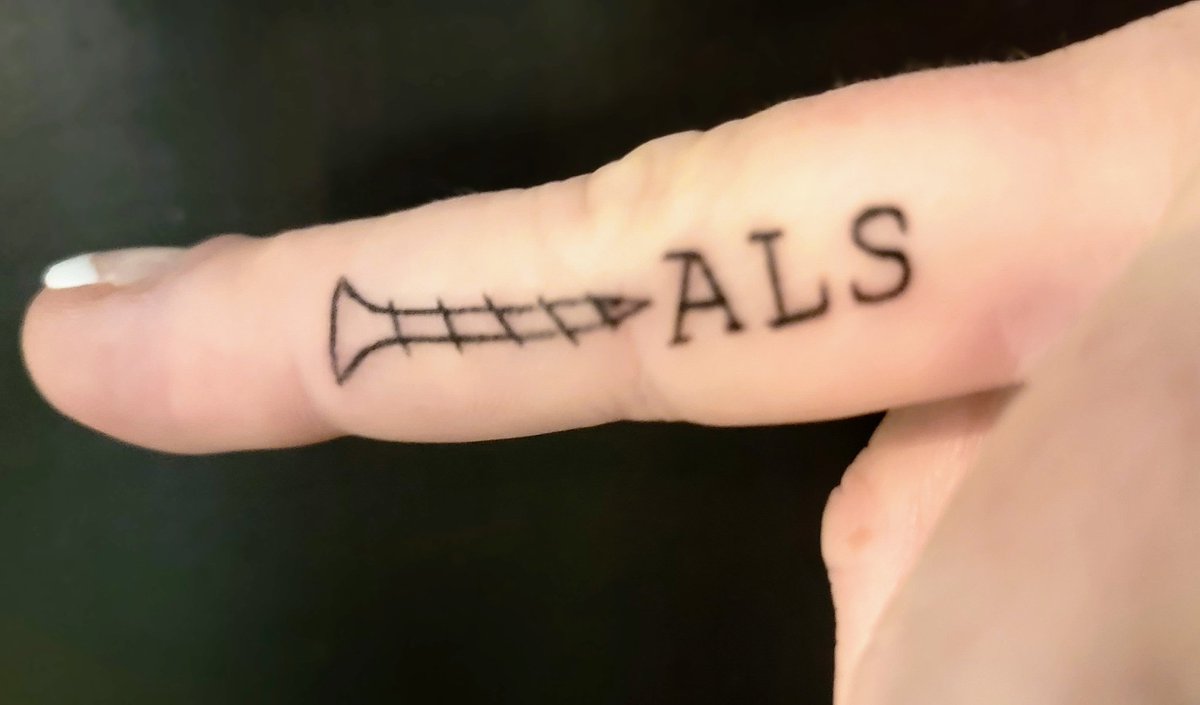 New tattoo I got on Lou Gehrig Day. On the middle finger (of course) A little more creative way to say 'F**k ALS!'