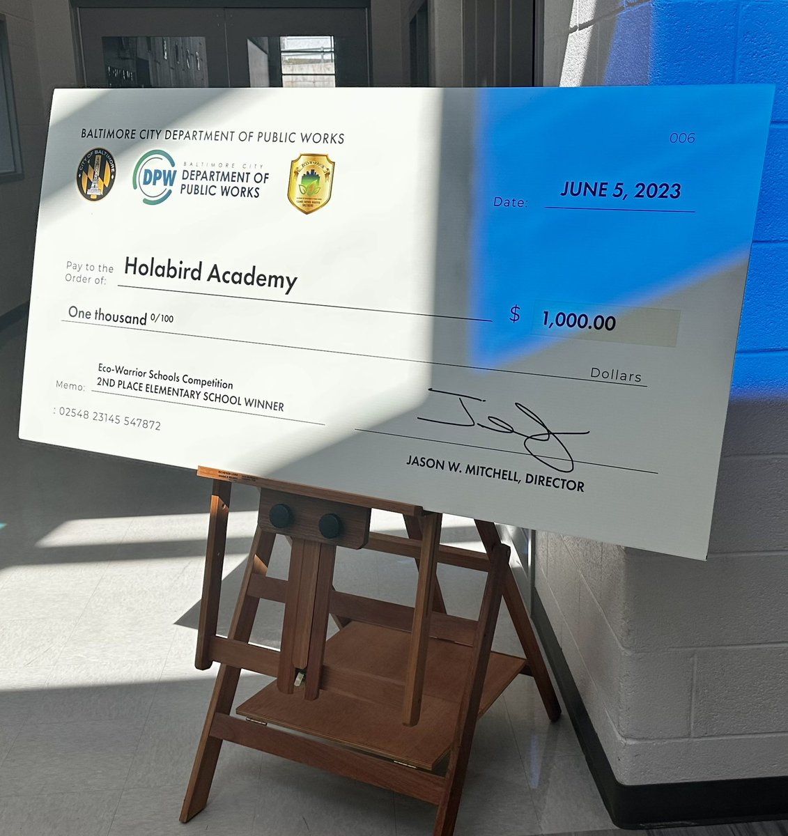 229Holabird's tweet photo. We were so excited to host @BaltimoreDPW for the #EcoWarrior awards! Our @BaltCitySchools scholars placed second and earned a prize of $1,000 to support our green efforts! Not to mention @MayorBMScott met our new baby chicken! Great day for our community! 💚🌎🌱 https://t.co/A3hv6NWaue