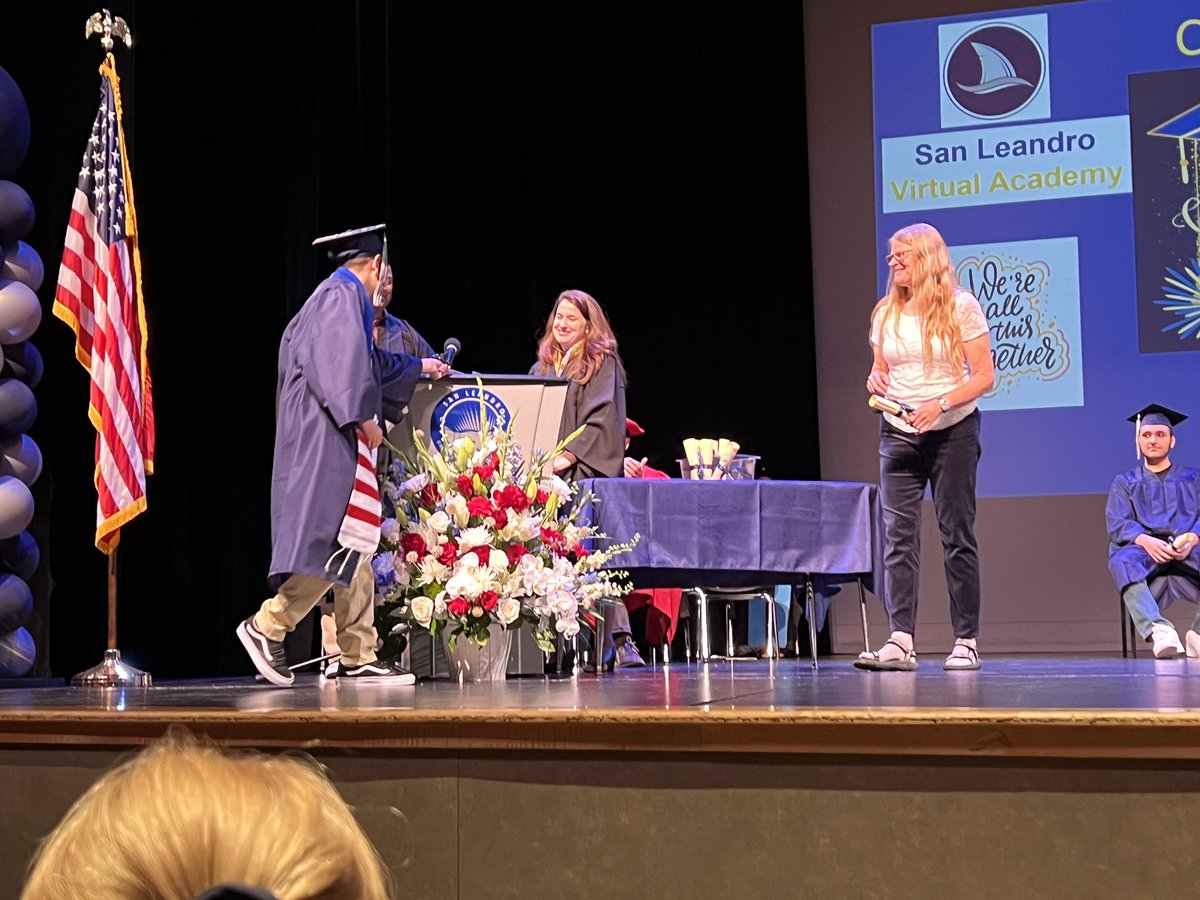 SLUSD_News's tweet photo. We just completed a historic moment as we celebrated the first graduating classes of the San Leandro Virtual Academy! Congratulations 12th, 8th, and 5th grade SLVA sharks!! Wishing you and your families all the best in your bright futures! https://t.co/yDB4z3CkJj