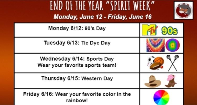 EakinsL23's tweet photo. End of the year spirit week at the middle school starts Monday, June 12! https://t.co/z1y88L6vh9