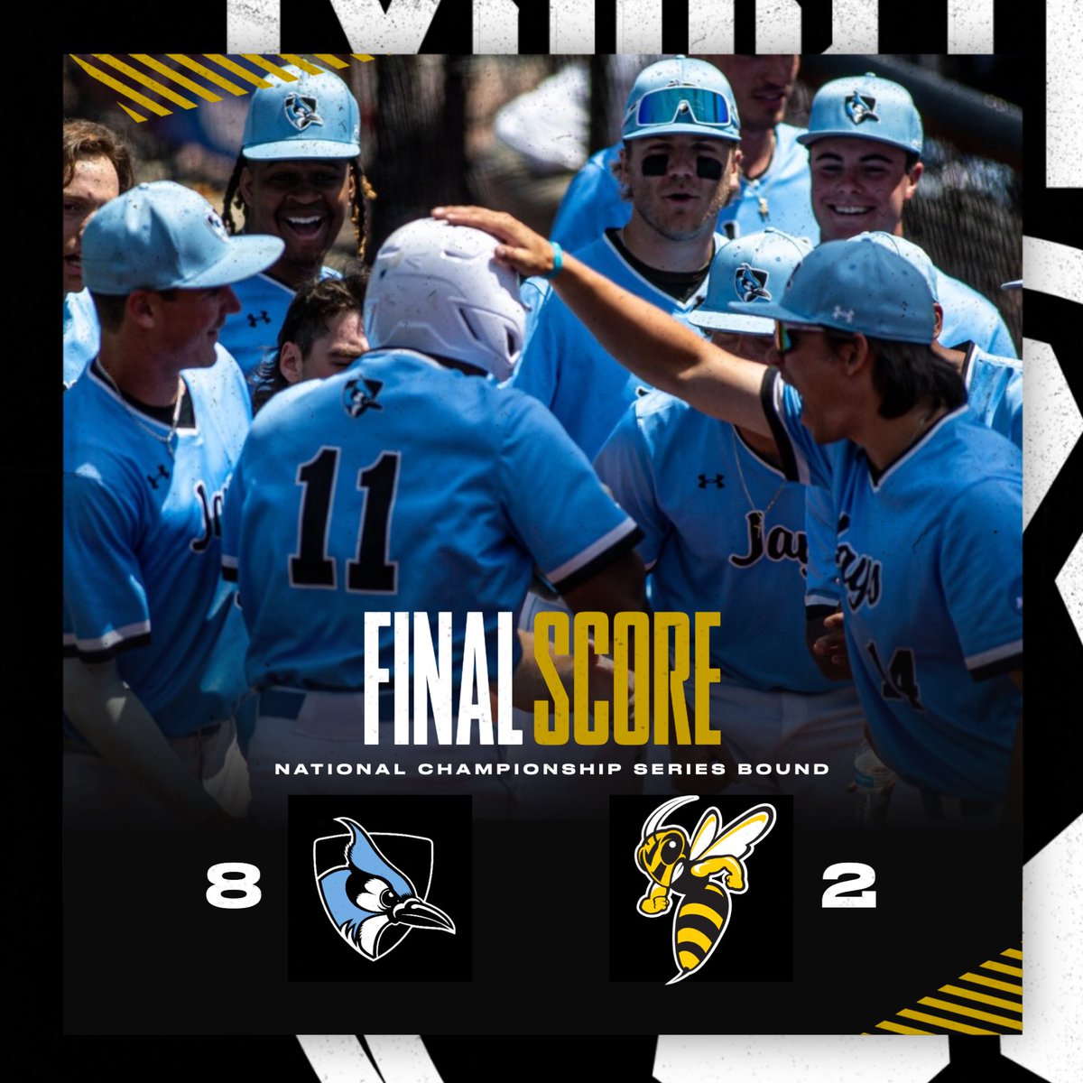 CentennialConf's tweet photo. CHAMPIONSHIP SERIES BOUND

@JHUBaseball claims an 8-2 victory over Baldwin Wallace‼️ The Blue Jays advance to the NCAA Championship Series where they will take on Lynchburg.

#CentConf #CCbaseball #d3baseball https://t.co/lNbVgv4qls