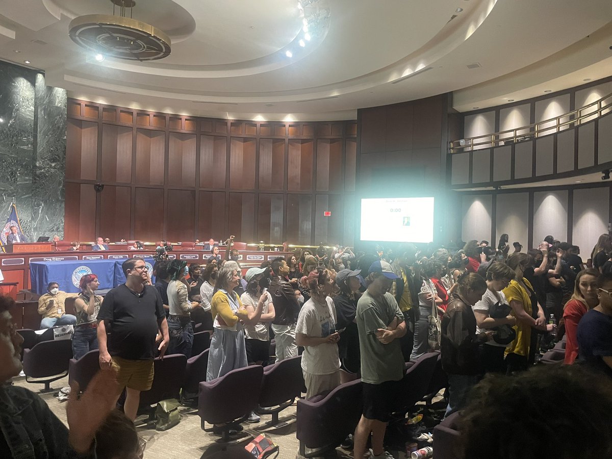 Training center opponents have gotten into it with Council member Bond over his responses to speakers. They’re now standing with their backs turned when he speaks. #atlpol