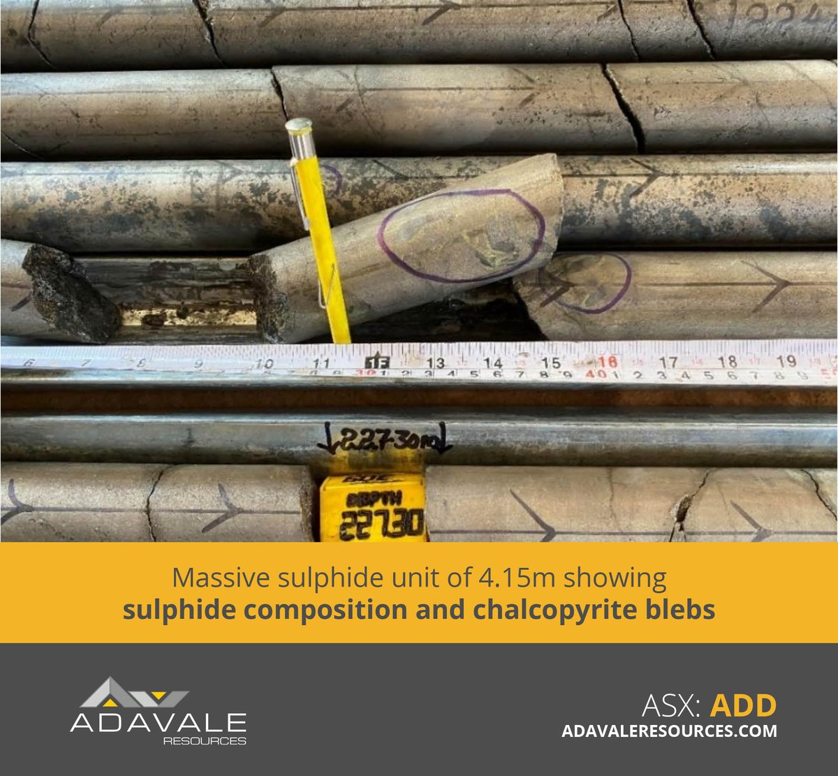 Adavale_ASXADD's tweet image. #ASXNews

$ADD.AX advise that 4.15m of massive #nickel sulphide associated with a mafic-ultramafic intrusion was intercepted between 223.35m and 227.50m in #drill hole DDLUHC001 located within #ADD's Prospecting Licence PL 23980/2023.

bit.ly/43I5BiD

#ASX