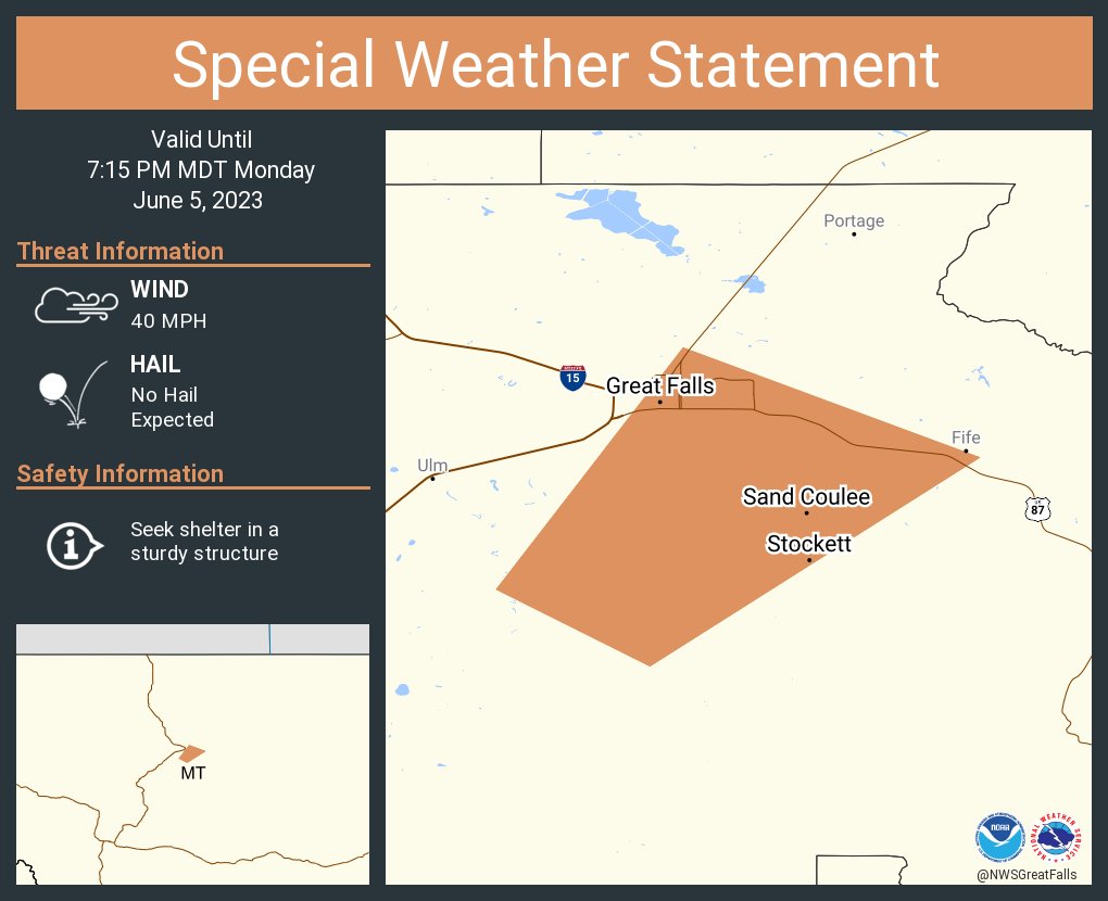 NWS Great Falls on Twitter "A special weather statement has been issued for Great Falls MT