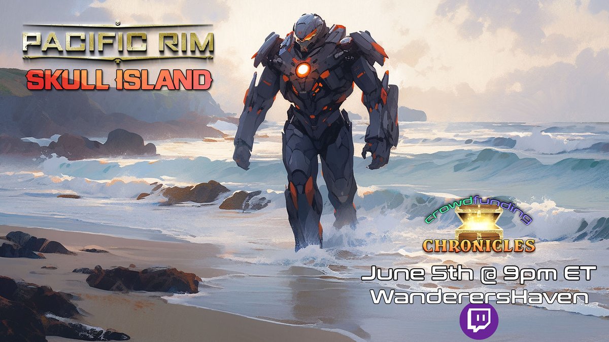 About 20 minutes until show time!  Join us for some jaeger robot action!!  And then head over to @EvilGeniusGames's Kickstarter for Pacific Rim and Kong: Skull Island RPGs!
@KevranGames @jhevaunte @the_okayest_gm 
#TTRPG #ActualPlay #PacificRim #Kong