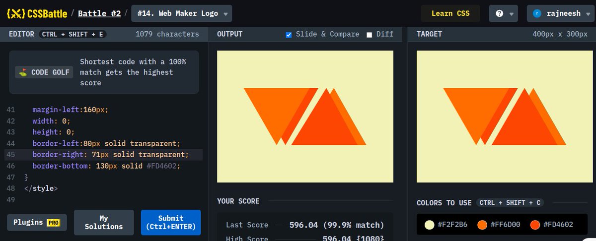 xrajneeshdojo's tweet image. #learninpublic
@kunalstwt

Day 54 of #100DaysOfCode             

-&amp;gt;Today I solved one more problem in CSS Battle&apos;s.            

-&amp;gt;#14challenge completed and the source code uploaded on my Github.             

For more👇👇
-&amp;gt;Github: github.com/rajneesh-18