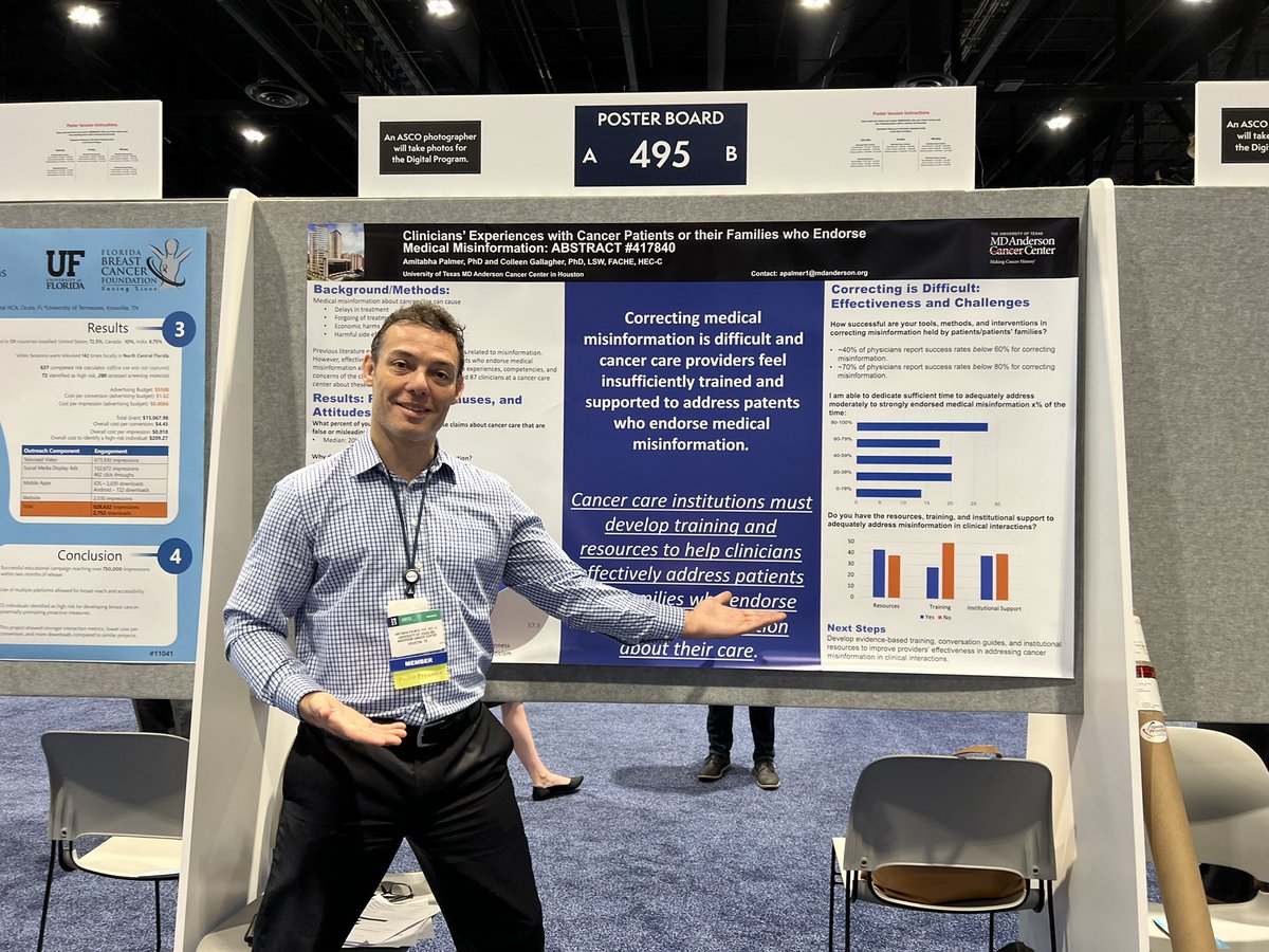 Did I mention I spent >50% of my time @ poster sessions 😃

And so cool -met a clinical ethicist!  @FilosoferzBLike 

As we enter a new era of #pointofcare 🧬 testing, we will need assistance fostering trust, addressing misinformation & ensuring shared decision-making 

#ASCO23
