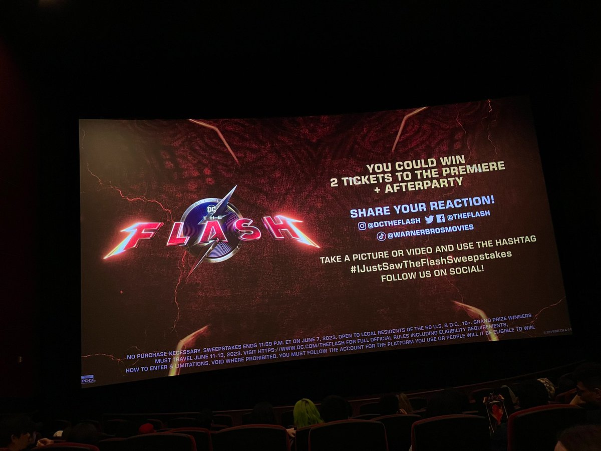 ShowbizSimon's tweet photo. The time has finally come! Watching #TheFlash . Man… that WAS fast! #NowWatching #WasWatching #TheFlashMovie https://t.co/Ute2PLAmUR