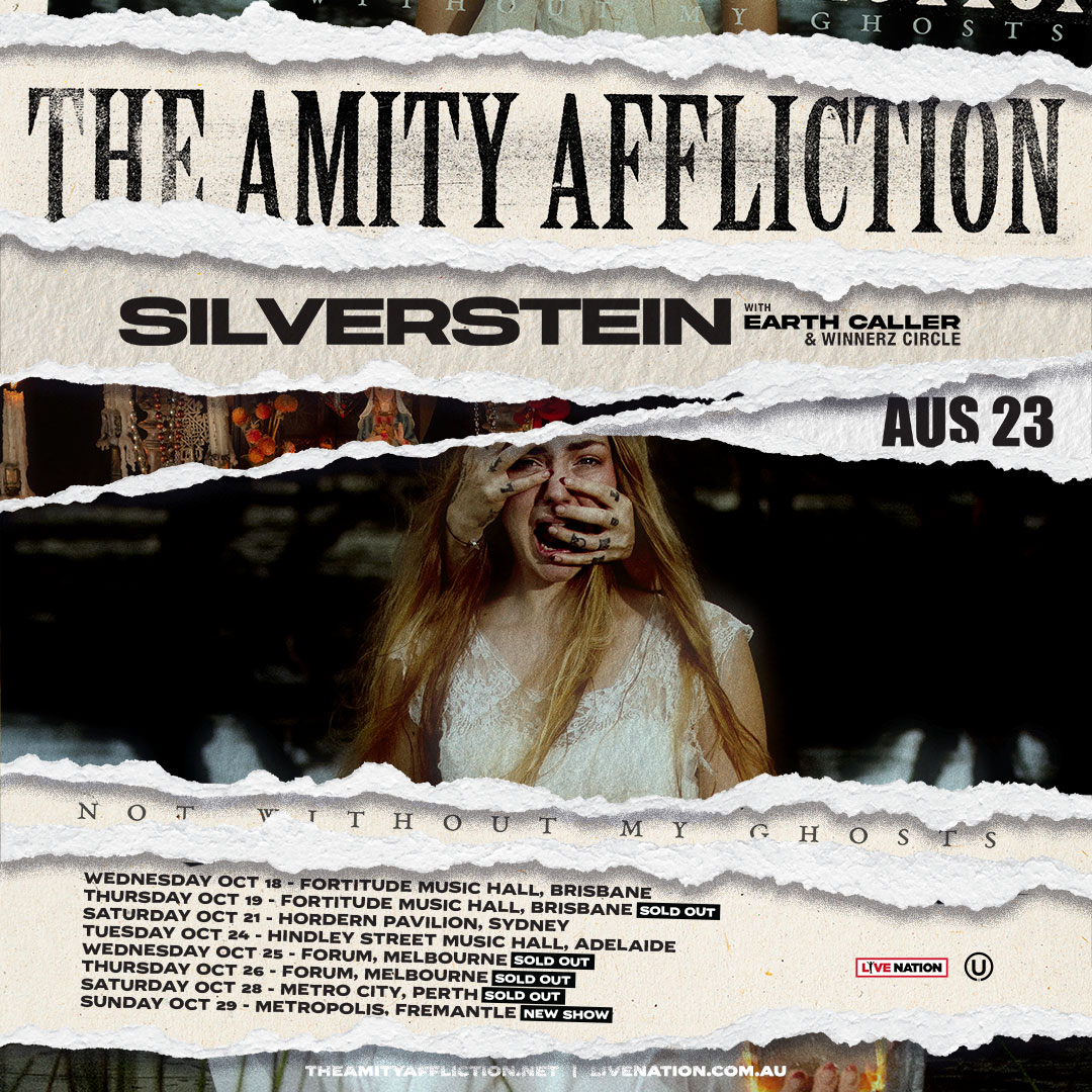 NEW SHOW ALERT for our upcoming Australian tour with @silverstein, @Earth_Caller and #WinnerCircle. Perth is now SOLD OUT and we have added a second show at @MetropolisFreo on October 29th. Tickets on sale now! Get in quick! theamityaffliction.net