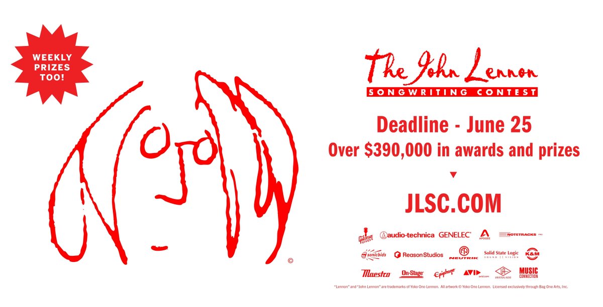 Enter your songs by June 25 at jlsc.com. Prizes by <a href="/gibsonguitar/">Gibson</a> @USaudiotechnica @genelec <a href="/apogeedigital/">Apogee Electronics</a> <a href="/notetracks/">Notetracks</a> @sonicbids <a href="/reasonstudios/">Reason Studios</a> @neutrikamericas <a href="/solidstatelogic/">SSL</a> @koenigundmeyer  <a href="/onstagestands/">On-Stage</a> @epiphone @epiphone @uaudio <a href="/musicconnection/">Music Connection</a>