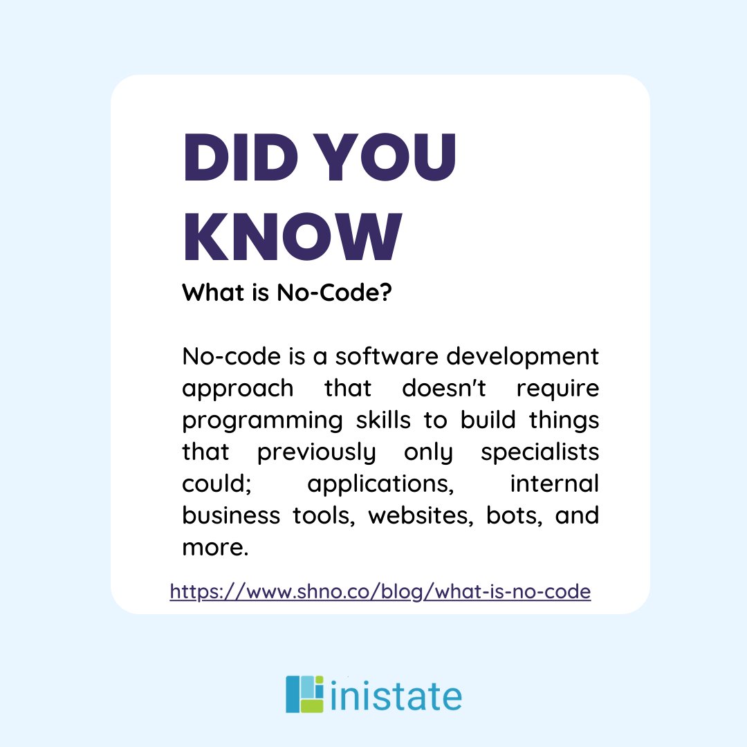 Short knowledge sharing on your Tuesday morning!

#inistate #nocode #KnowledgeSharing #onestepfurther #growingbusiness