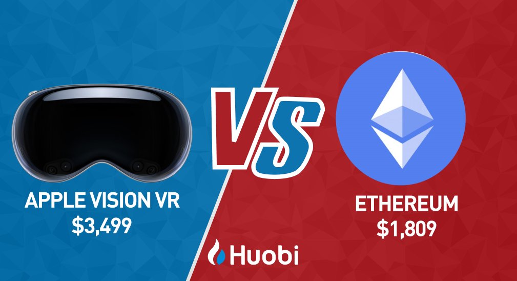 HTX_Global's tweet photo. The new #AppleEvent has #Huobi wondering... which would you rather spend $3,499 on ?

 Which one would you pick?
🔁 #VisionPro  vs. 💖#Ethereum https://t.co/P2XFOSZYyX