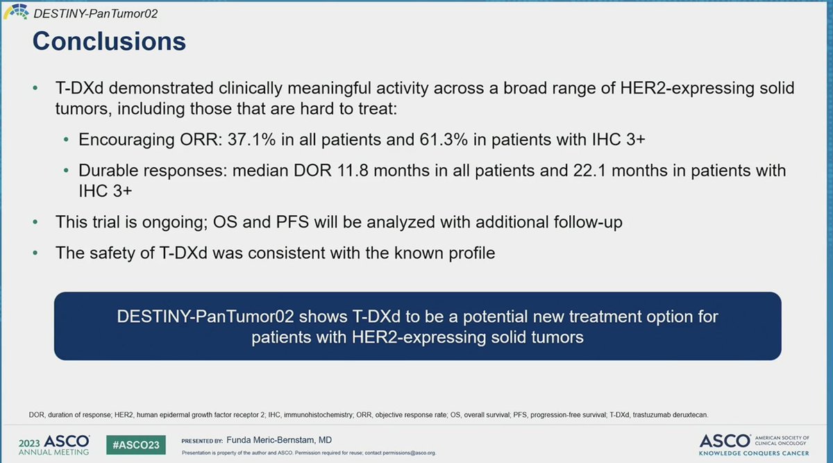 Shannon Westin, MD, MPH, FASCO (@shannonwestin) on Twitter photo 🤯Exciting data for <a href="/gyncsm/">GYN Cancer | #GYNCSM</a> presented at #ASCO23 DT session by <a href="/MDAndersonNews/">MD Anderson Cancer Center</a> Dr. Funda Meric-Bernstam!
🎯DESTINY Pan-Cancer demonstrated activity of T-DXd (#AntibodyDrugConjugate) across multiple #HER2 ➕tumors 👍especially #EndometrialCancer #CervicalCancer & #OvarianCancer 🤯Exciting data for <a href="/gyncsm/">GYN Cancer | #GYNCSM</a> presented at #ASCO23 DT session by <a href="/MDAndersonNews/">MD Anderson Cancer Center</a> Dr. Funda Meric-Bernstam!
🎯DESTINY Pan-Cancer demonstrated activity of T-DXd (#AntibodyDrugConjugate) across multiple #HER2 ➕tumors 👍especially #EndometrialCancer #CervicalCancer & #OvarianCancer