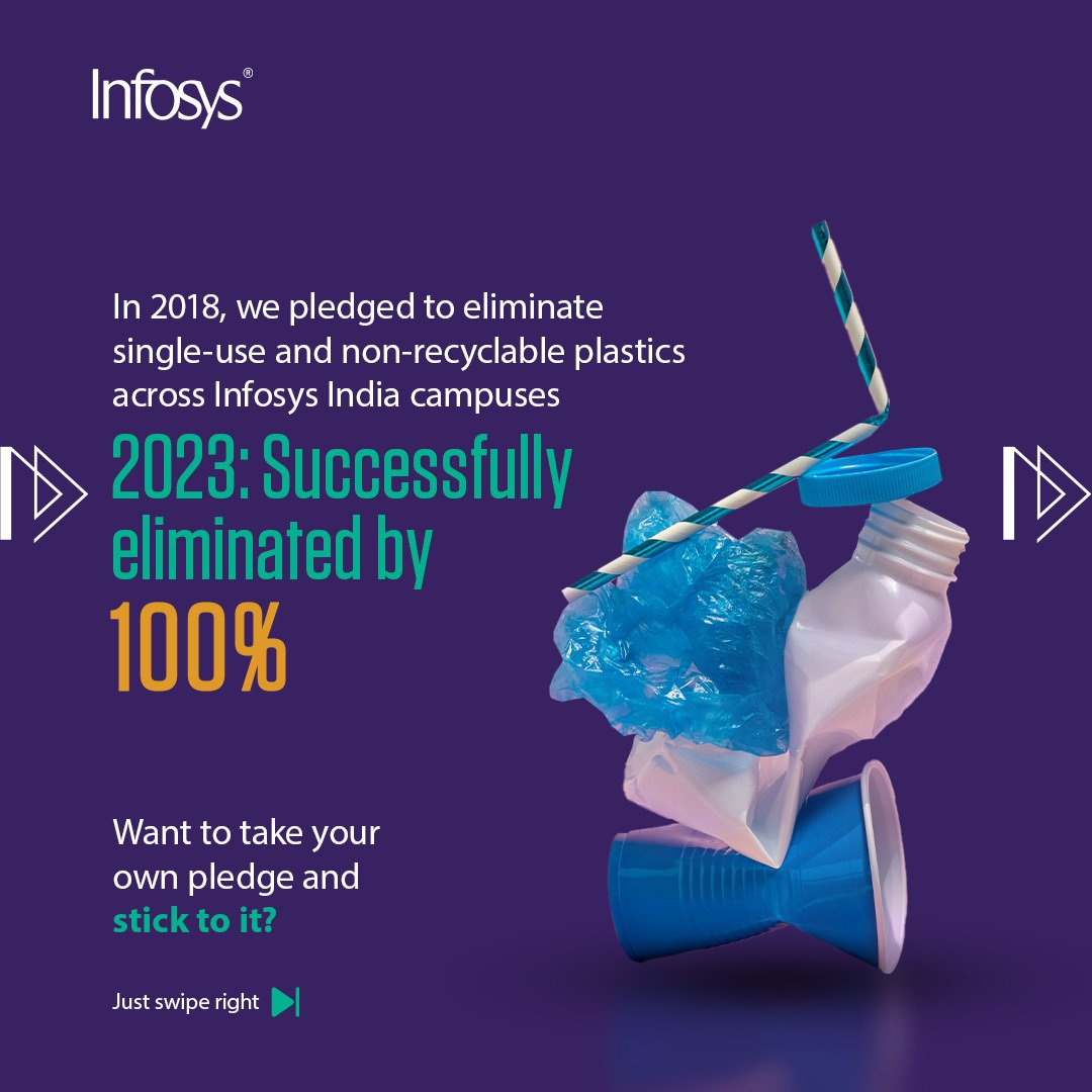 On this World Environment Day, I am proud to say that Infosys has managed to successfully eliminate 100% of single - use plastic across all its Indian campuses! Let's beat plastic pollution! #InfosysESG #ESGIsAnOpportunity #WorldEnvironmentDay bit.ly/3WQvWZG
