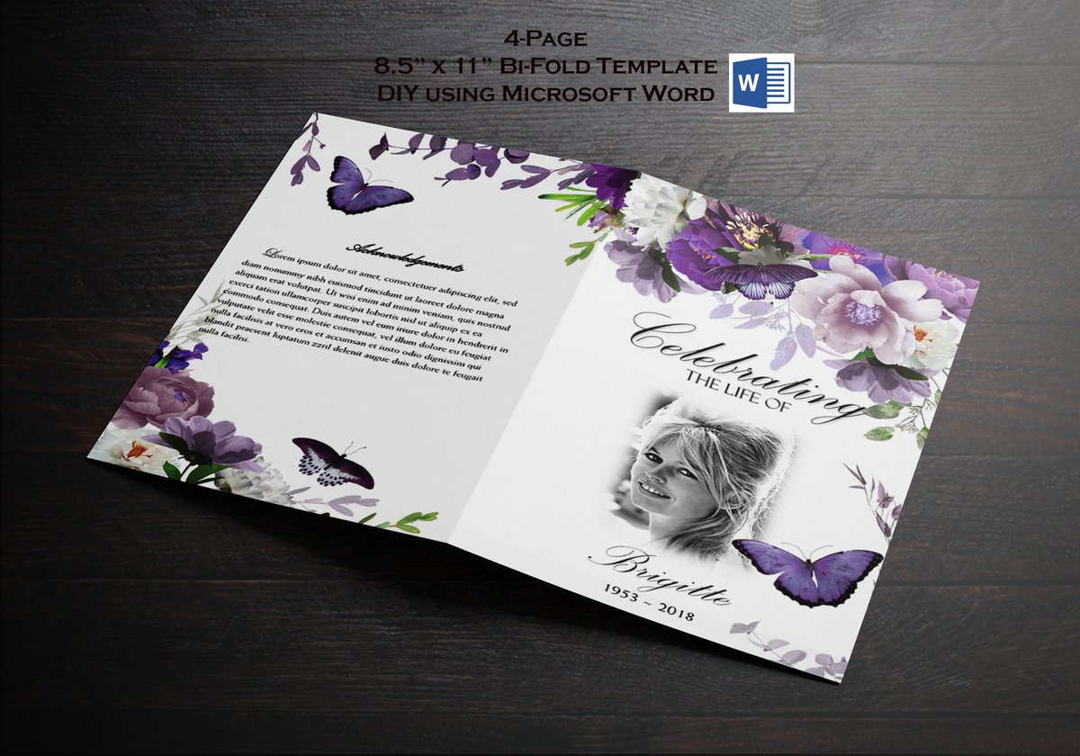 Lavender Peony Butterflies | Printable Memorial Program | Printable Funeral Program Template | Celebration of Life etsy.me/45KHwd1 #purple #griefmourning #green #programstemplate #funeralprogram #orderofservice #funeraltemplate #finaltribute #memorialservice