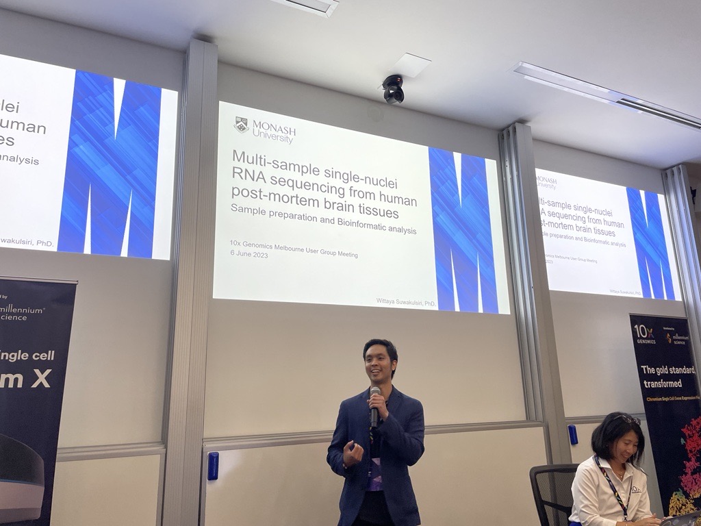 Millennium Science (@mscienceaustnz) on Twitter photo Wittaya Suwakulsiri (<a href="/WittSuwa/">Wittaya Suwakulsiri</a>) from <a href="/MonashUni/">Monash University</a> shared how he using <a href="/10xGenomics/">10x Genomics</a> in his research.
Multi-sample single-nuclei #RNA #sequencing from human post-mortem brain tissues
#10xAustraliaUGM #10xMS Wittaya Suwakulsiri (<a href="/WittSuwa/">Wittaya Suwakulsiri</a>) from <a href="/MonashUni/">Monash University</a> shared how he using <a href="/10xGenomics/">10x Genomics</a> in his research.
Multi-sample single-nuclei #RNA #sequencing from human post-mortem brain tissues
#10xAustraliaUGM #10xMS