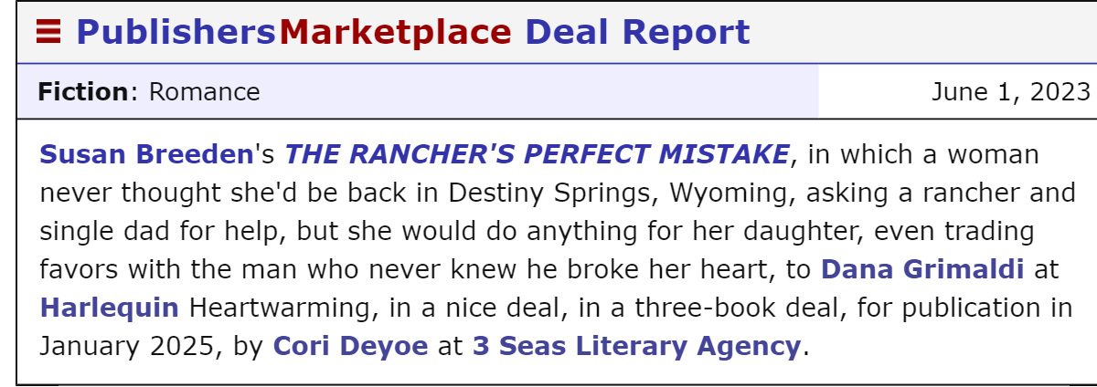 I'm SO excited to continue my Destiny Springs, Wyoming, series with a 3-book deal from Harlequin ...and to continue working with my amazing editor, @DanaGrimaldi! Also, many thanks to my agent Cori Deyoe, 3 Seas Literary! #romance #cowboys #sweetromance #HarlequinHeartwarming