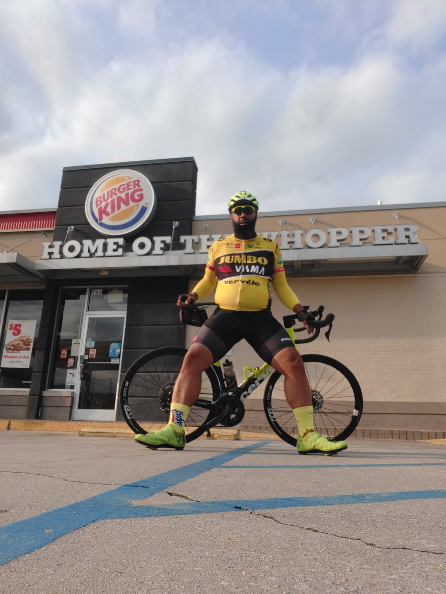 It's the first Monday of the month, let's commit to cycling for at least an hour every Monday.
#majortaylorccsc 
#honormajortaylor 
#JumboVisma 
#cervelo 
#burgerking 
@BurgerKing