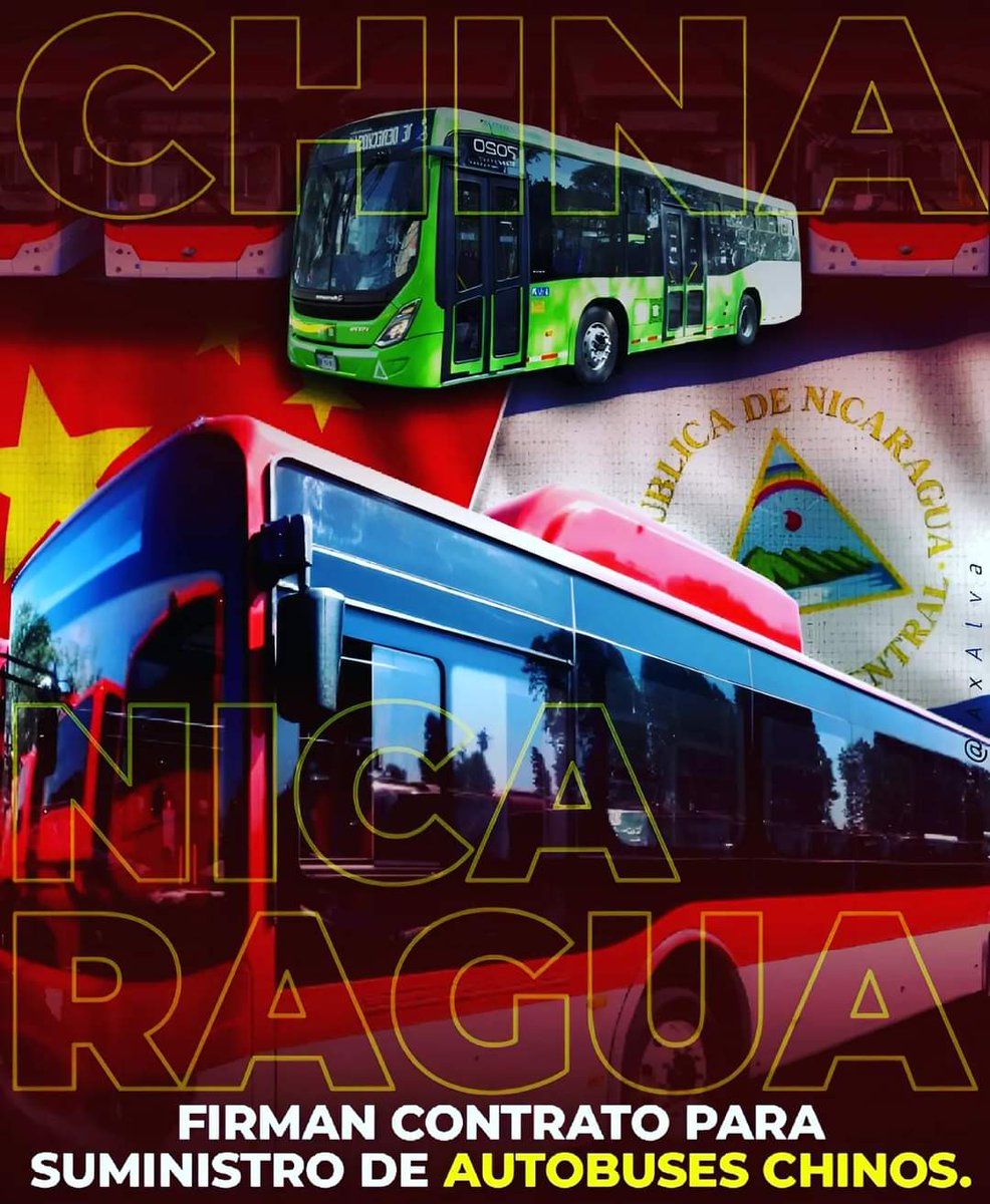 MaiskaLamber's tweet photo. 🚎❤️🖤 #Nicaragua El Gobierno Sandinista y la Empresa Yutong Ariel Meng, firmaron un convenio que permitirá adquirir 500 unidades de autobuses nuevos, procedentes de la República Popular China para continuar fortaleciendo y mejorando el transporte del país.
#JunioEnVictorias https://t.co/AXV2RlT6fG