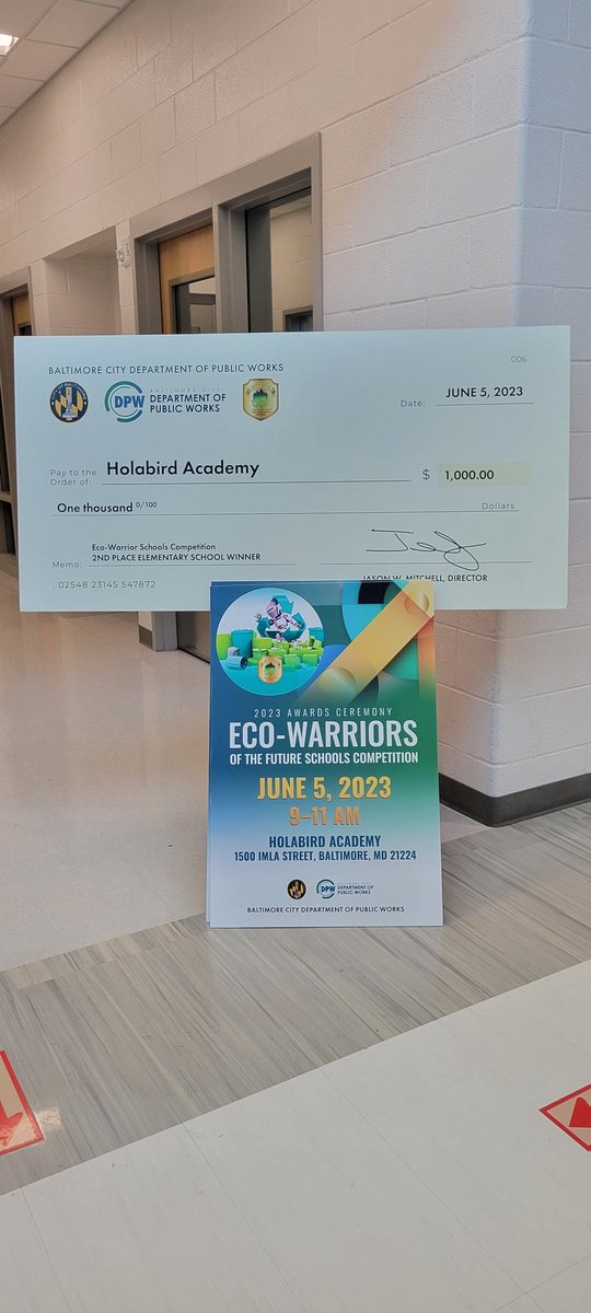 @229Holabird hosted the first annual @BaltimoreDPW Eco-Warriors of the Future Schools Competition today! Our students were recognized as environmental leaders. They truly want to make the 🌎 a better place. We also got to introduce our 🐤 to @MayorBMScott!  @BaltCitySchools