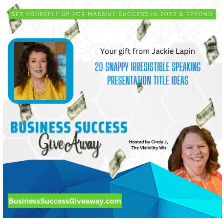 Set Your Business up for MASSIVE SUCCESS in 2023 and Beyond! 
Business Success Give Away by Jackie Lapin! buff.ly/3oR0gXu 

#LinktoEXPERT #JackiLapin #BusinessSuccessGiveaway