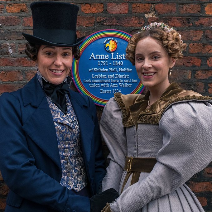 Anne Lister was the first woman in England to openly marry another woman in 1834 (a marriage not technically recognized under the law).
She's known as the first modern lesbian: rictornorton.co.uk/lister.htm

Photo: the actresses posing at the Holy Trinity Church in York #GentlemanJack