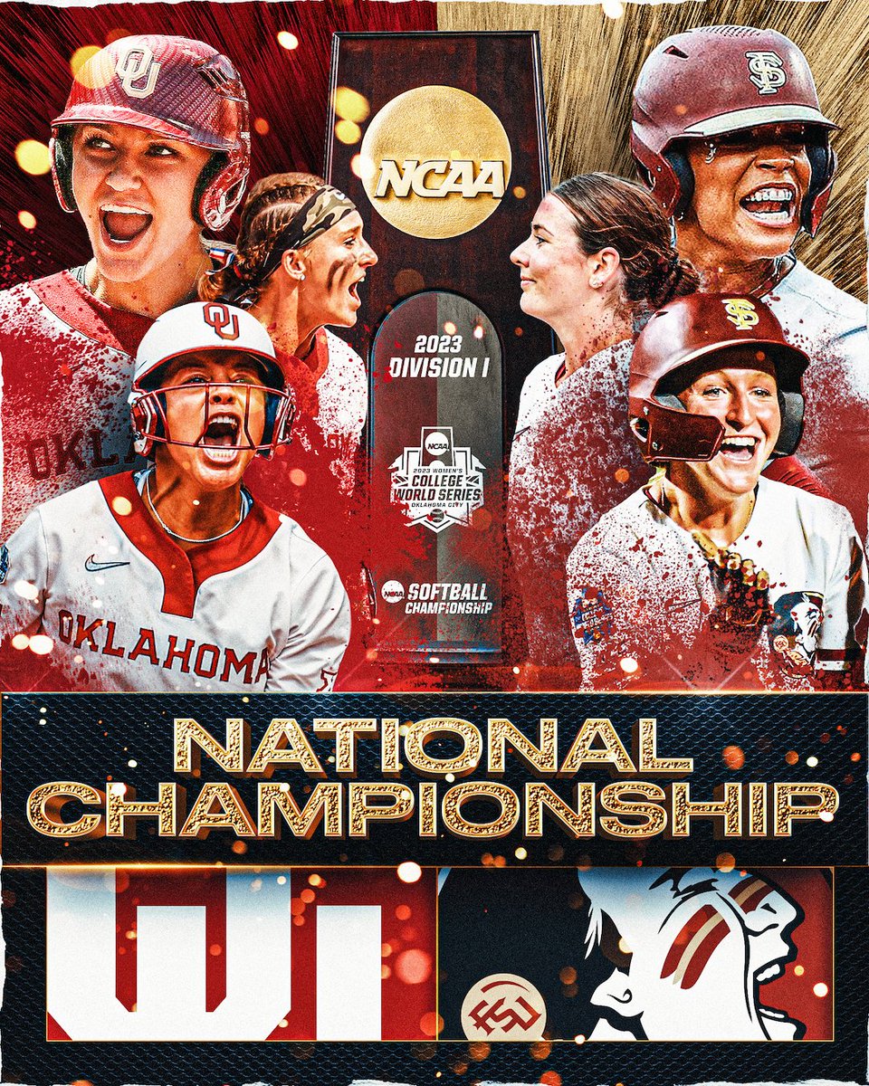 NCAA Softball (@ncaasoftball) on Twitter photo ๐๐ก๐ ๐๐๐ญ๐ข๐จ๐ง๐๐ฅ ๐๐ก๐๐ฆ๐ฉ๐ข๐จ๐ง๐ฌ๐ก๐ข๐ฉ ๐ข๐ฌ ๐๐๐ญ ๐
(1) <a href="/OU_Softball/">Oklahoma Softball</a> ๐ (3) <a href="/FSU_Softball/">Florida State Softball ๐ฅ</a>
๐
Wednesday, June 7
โฐ 8 PM ET
๐บ ESPN
๐
Thursday, June 8
โฐ 7:30 PM ET
๐บ ESPN
๐
Friday, June 9 (if necessary)
โฐ 8 PM ET
๐บ ESPN
#WCWS ๐๐ก๐ ๐๐๐ญ๐ข๐จ๐ง๐๐ฅ ๐๐ก๐๐ฆ๐ฉ๐ข๐จ๐ง๐ฌ๐ก๐ข๐ฉ ๐ข๐ฌ ๐๐๐ญ ๐
(1) <a href="/OU_Softball/">Oklahoma Softball</a> ๐ (3) <a href="/FSU_Softball/">Florida State Softball ๐ฅ</a>
๐
Wednesday, June 7
โฐ 8 PM ET
๐บ ESPN
๐
Thursday, June 8
โฐ 7:30 PM ET
๐บ ESPN
๐
Friday, June 9 (if necessary)
โฐ 8 PM ET
๐บ ESPN
#WCWS