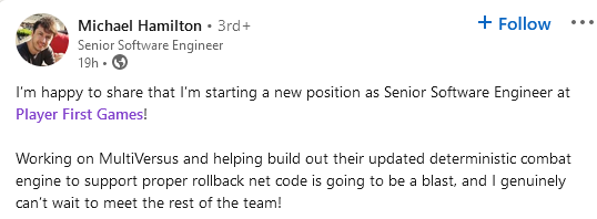 Multiversus is getting a 'Combat Engine' update for the Rollback Netcode support! So expect rollback netcode to drop along Season 3 in 2024!