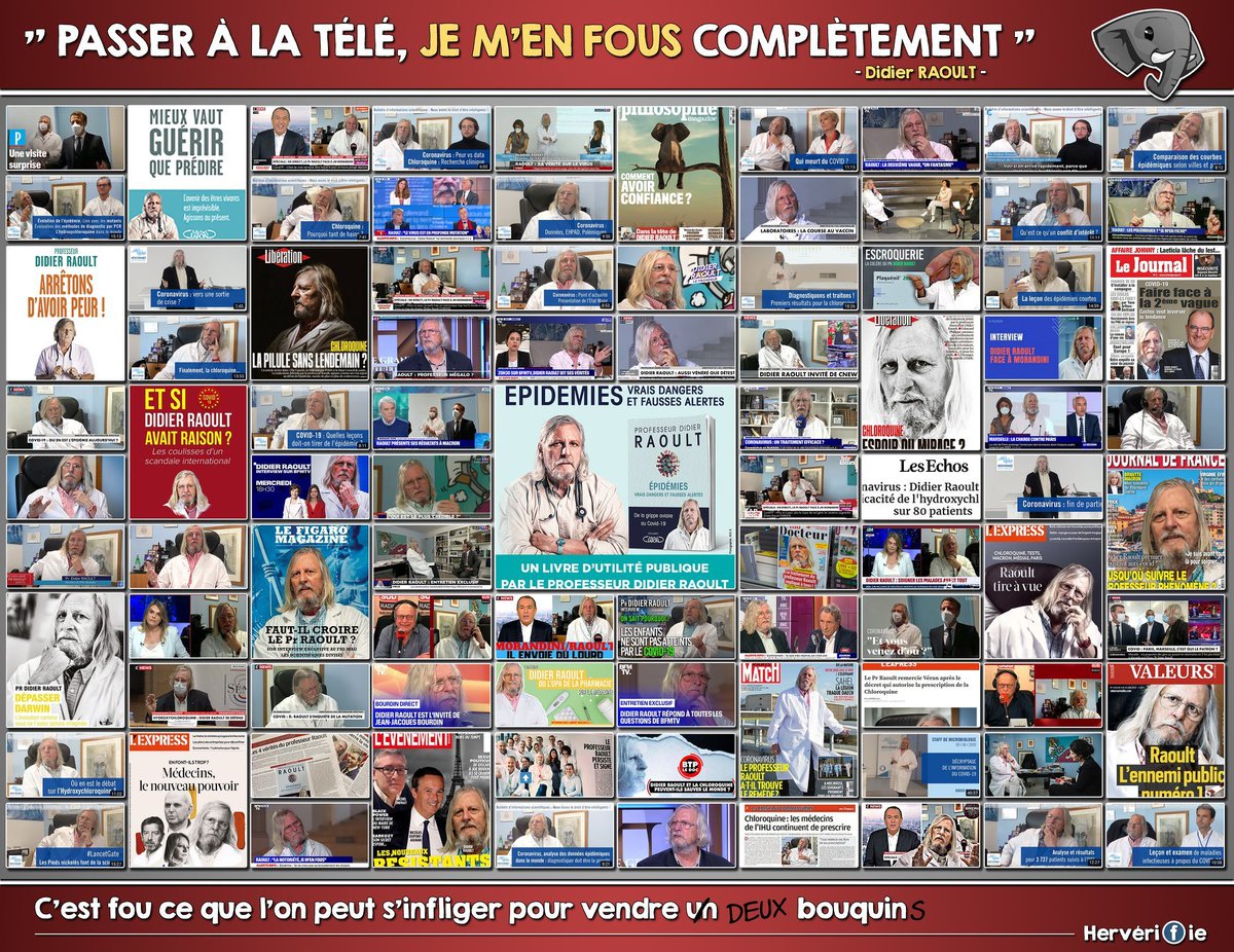 LoLoLamu's tweet photo. @WebSefard @barriere_dr En parlant de "médecin de plateaux"... ⬇️
Plus ses vidéos YouTube hebdomadaires, ses autres livres sortis entre-temps.
Sans oublier ses longues litanies twitteresques...
➡️ Tu décris parfaitement le charlatan #RustyRaoult, c'est indéniable !
#RaoultGate
https://t.co/QFZJysvc0X https://t.co/TGBj2ici1W