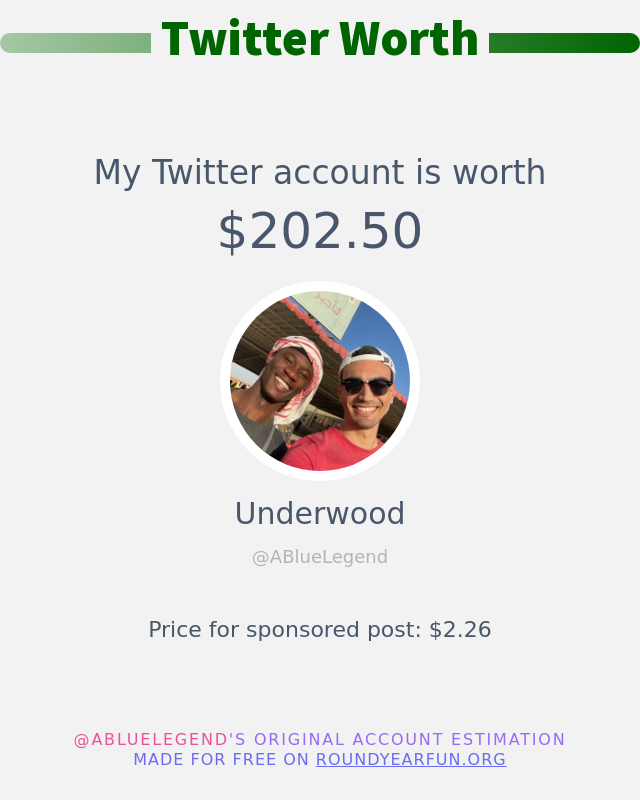 ABlueLegend's tweet image. My Twitter worth is: $202.50

➡️ anyplacehere.me/twitterworth