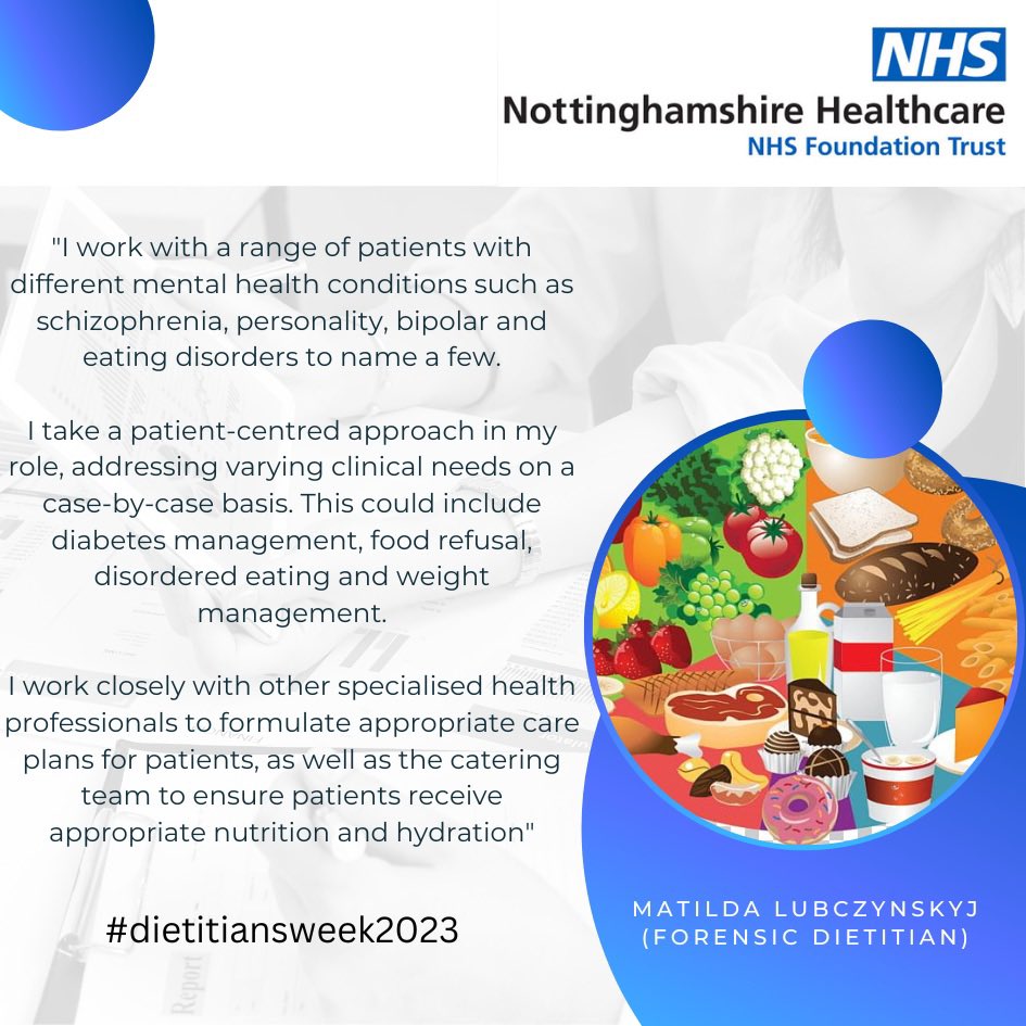 @nottsdietitians (@nottsdietitians) on Twitter photo Matilda is one of our Forensic Dietitians working at a secure facility in Nottinghamshire. Hereās her take on her role within the team #DietitiansWeek #DW2023 #WeAreDietetics <a href="/NottsHealthcare/">Nottinghamshire Healthcare</a> Matilda is one of our Forensic Dietitians working at a secure facility in Nottinghamshire. Hereās her take on her role within the team #DietitiansWeek #DW2023 #WeAreDietetics <a href="/NottsHealthcare/">Nottinghamshire Healthcare</a>