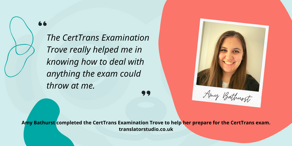 Amy Bathurst: 'The CertTrans Examination Trove really helped me in knowing how to deal with anything the exam could throw at me.' Check out our courses on the art of #translation and the #CertTrans and #DipTrans exams. Foundation and advanced levels: t.ly/uPpb #t9n