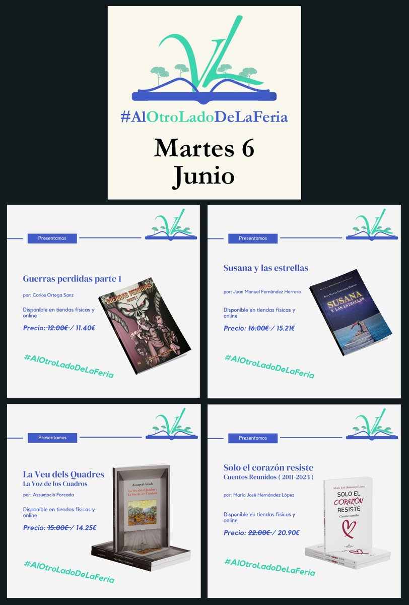 EditorGrupo's tweet photo. Espero que disfrutes de las publicaciones de hoy!
También puedes ver los libros de #AlOtroLadoDeLaFeria en nuestra web https://t.co/HhlLyLw08T
#FLMadrid23 #FLMadrid #GrupoEditorVisionNet #VisionLibros #LiberFactory #acci #Erato #EratoEdiciones #libro #libros #FeriaDelLibro https://t.co/VP3NgacLrQ