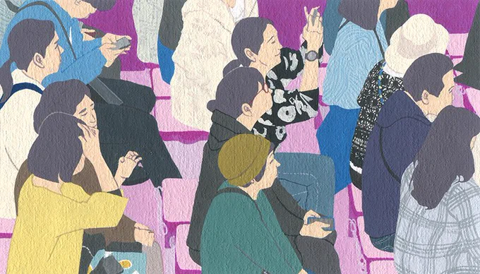 連作。 集中している時や、何か見ている時の無意識の様子を描きました。