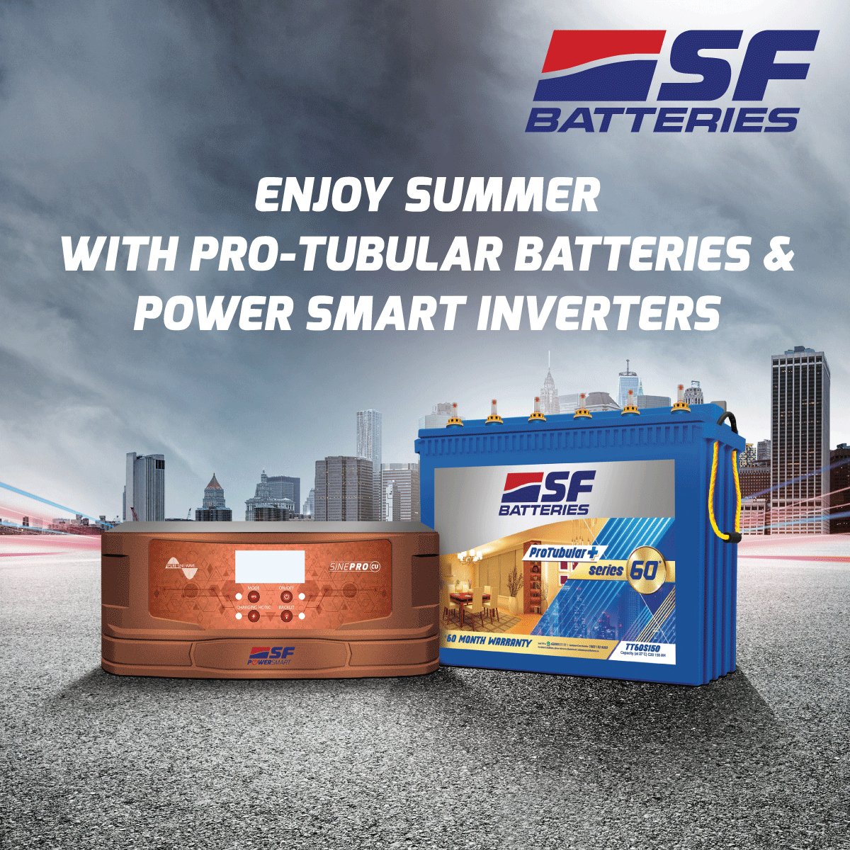 SFBatteries's tweet photo. Why lose your cool when you can feel the cool in this summer season? Be smart and switch to SF Pro Tubular Batteries and Power Smart Inverters for uninterrupted power supply. #SFBatteries #SFInverters #Powercuts #UninterruptedPower #PowerThatNeverLetsYouDown #EnjoySummers https://t.co/UYHZVnCMCu