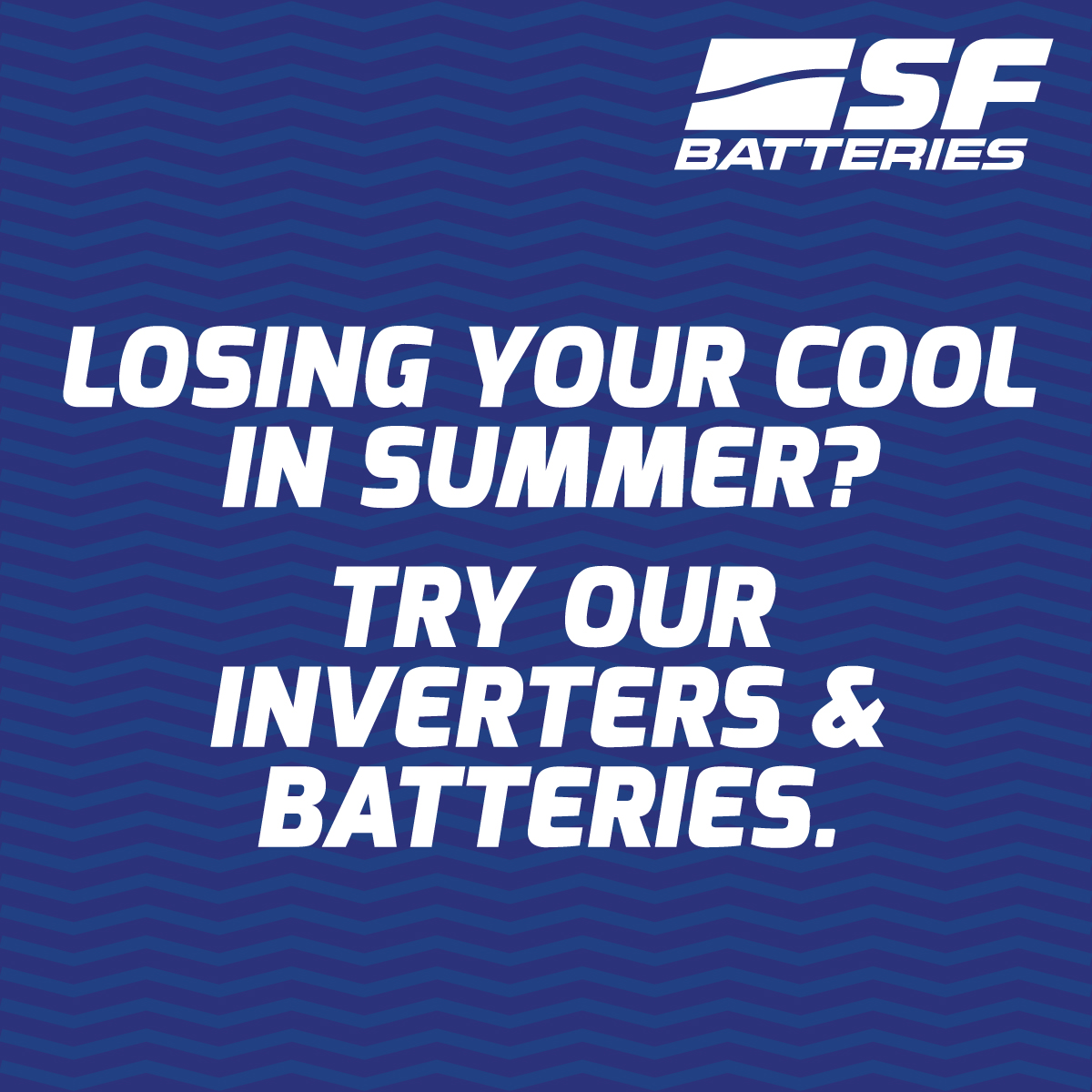 SFBatteries's tweet photo. Why lose your cool when you can feel the cool in this summer season? Be smart and switch to SF Pro Tubular Batteries and Power Smart Inverters for uninterrupted power supply. #SFBatteries #SFInverters #Powercuts #UninterruptedPower #PowerThatNeverLetsYouDown #EnjoySummers https://t.co/UYHZVnCMCu