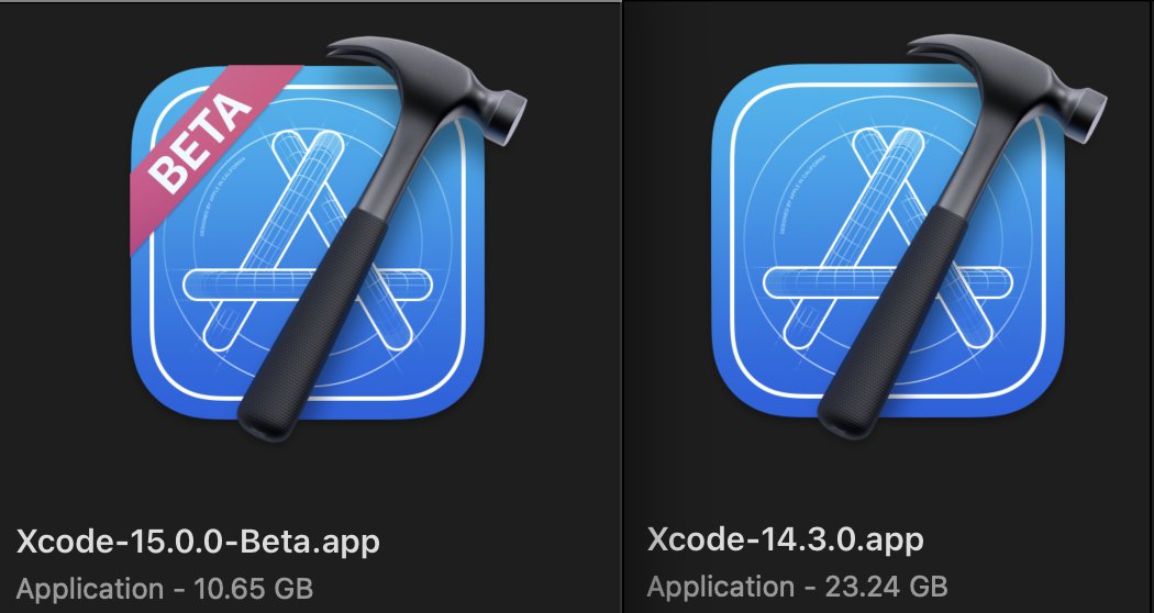 Xcode 15 is half the size, cool!