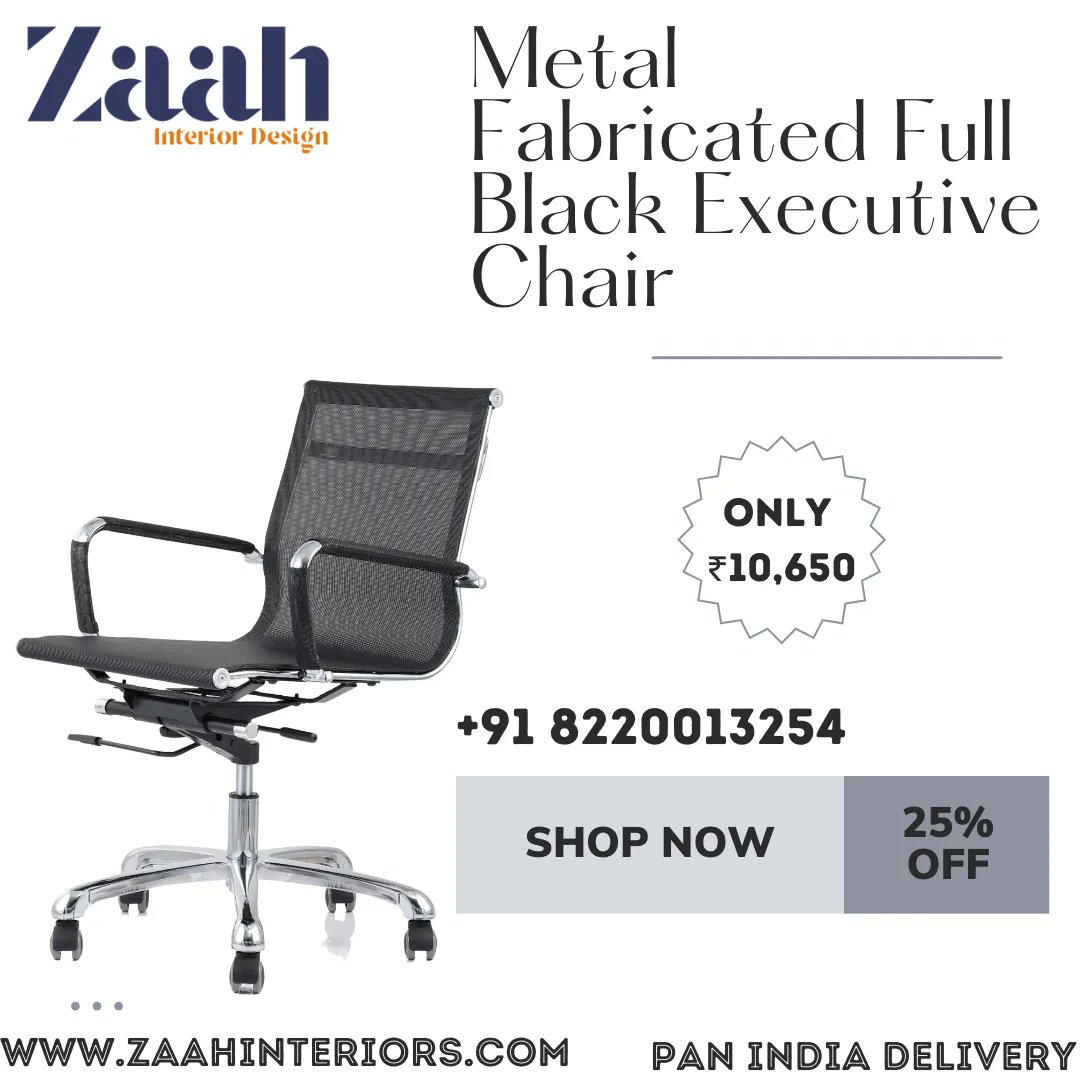 Metal Fabricated Full Black Executive Chair 

Visit Our website: buff.ly/3FUFfAs

#ZaahInteriors #OfficeFurniture #ExecutiveChair #BlackChair #MetalChair #OfficeStyle #WorkspaceInspiration #ErgonomicDesign #ModernInteriors #OfficeDecor #InteriorDesign #HomeOffice