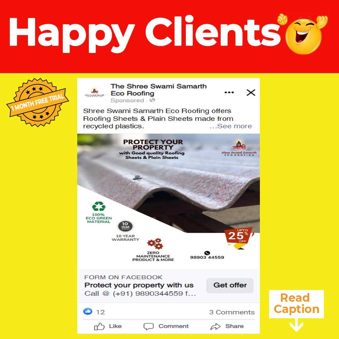 We are very proud and happy 😁 to have worked with Shree Swami Samarth Eco Roofing 💕 for their Marketing and business with constant and intense marketing strategies that are both result oriented and extremely creative.

#OurMakeWebMedia #Mumbai #Pune #Bangalore #Delhi #Kolkata