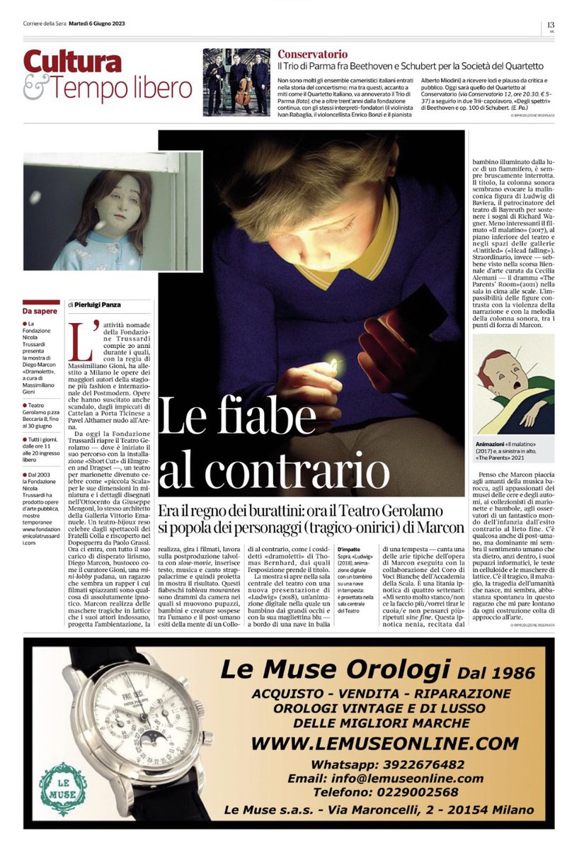 Le fiabe al contrario. Era il regno dei burattini: ora il Teatro Gerolamo si popola dei personaggi (tragico-onirici) di Marcon

Oggi su <a href="/corrieremilano/">Corriere Milano</a>